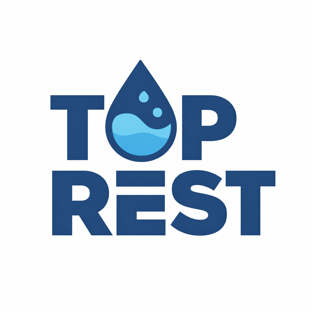 شعار متجر توب رست الرسمي المعتمد لتوزيع وتوصيل مياه الشرب بالجملة - Top Rest Water Official Logo