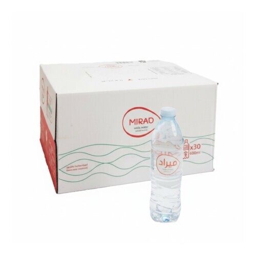 كرتون مياه ميراد 600 مل 30 عبوة توصيل للمنازل والمساجد Mirad Water 600ml 30 Bottles Delivery